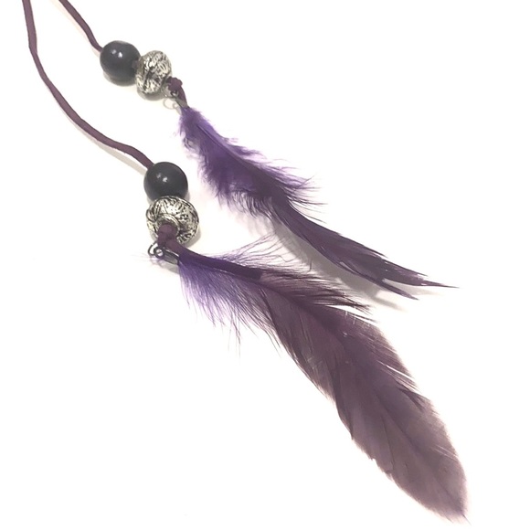 Bohemian Feather Tribal Hair Extensions Clip Purple - Picture 2 of 3